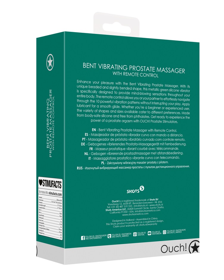 Enhance your pleasure with the Bent Vibrating Prostate Massa... Ouch - Bent Prostate Massager - Metallic Green photo-9