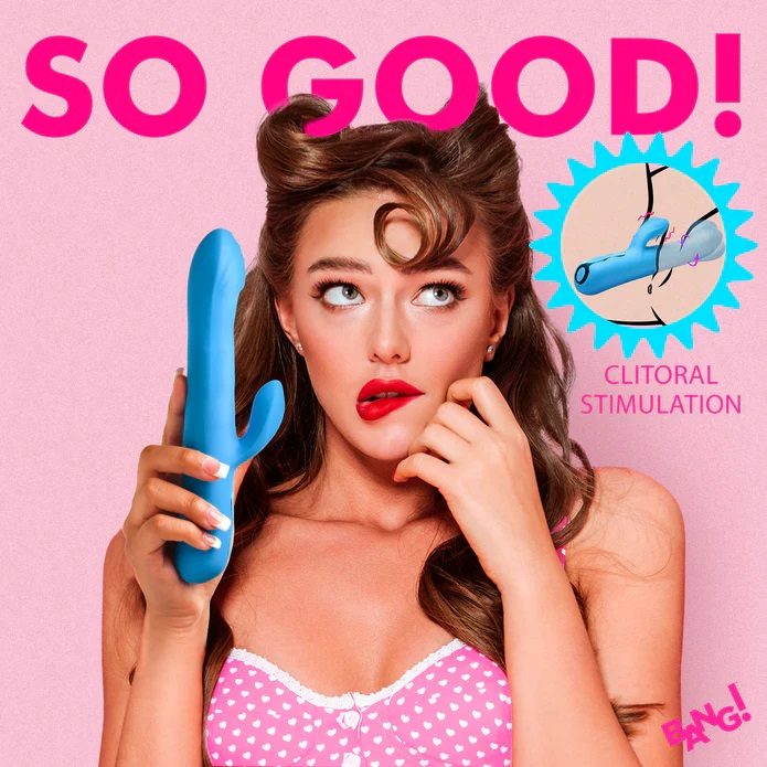 Indulge in heightened sensations with our Rotating Beaded Si... Bang! - Rotating Rabbit Vibrator - Blue photo-3