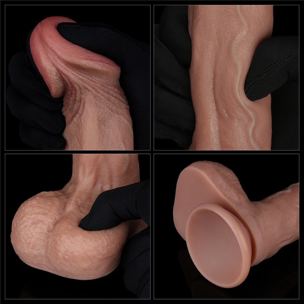Experience unparalleled pleasure with our Dual-Layered Silic... Lovetoy - 9'' Dual Layered Natural Dildo - Brown photo-15
