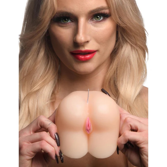 Add a little fun to your wax play scene with this Hot Ass Bu... Master Series - Hot Ass Butt Candle - Flesh photo-5