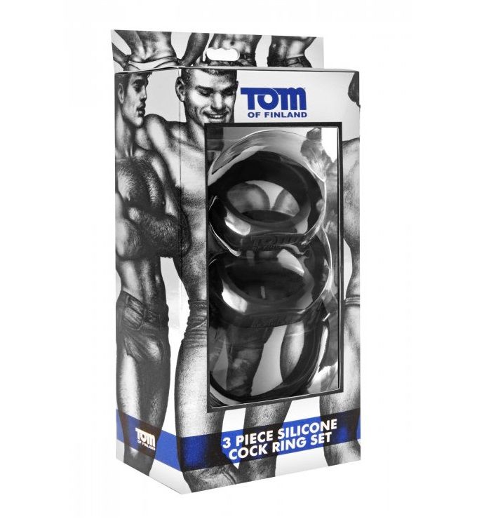 This 3 piece silicone cock ring set has triple the size opti... TOF - 3 Piece Silicone Cock Ring Set - Black photo-9