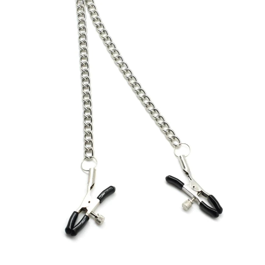 Tight or loose. Bull nose clips with rubber tips are a great... Liebe Seele - Bull Nose Nipple Clamps w Chain - Silver photo-3