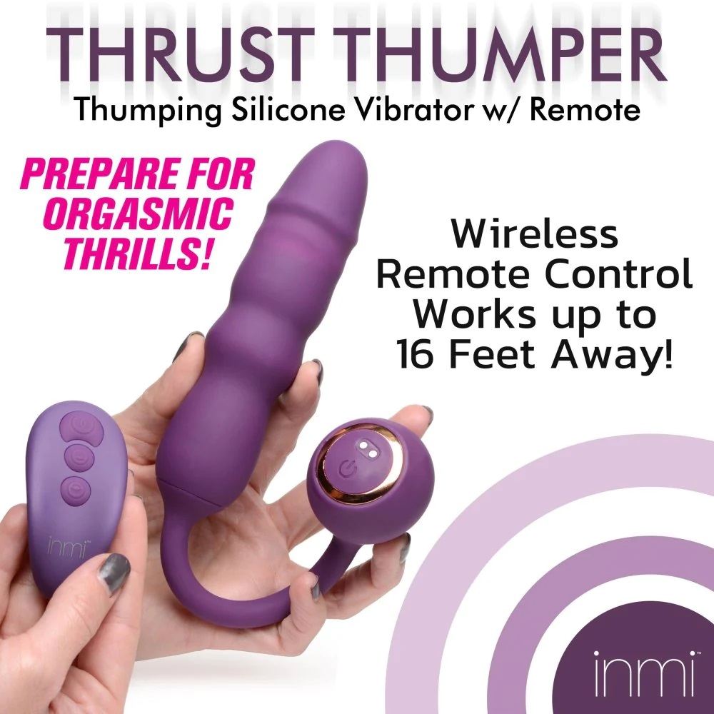 Indulge in penetrative pleasure with this thrusting and vibr... Inmi - Thumper Vibrator w Remote Control photo-3