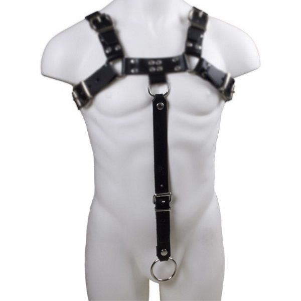 The extentions for your harness of sturdy saddle leather, al... Mister B - Leather Chest Harness Extension Strap Saddle - Black photo-4