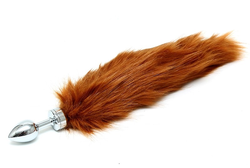 Metal butt plug with fox tail in a luxurious and discreet st... Rimba - Butt Plug w Tail - Brown - S photo-3
