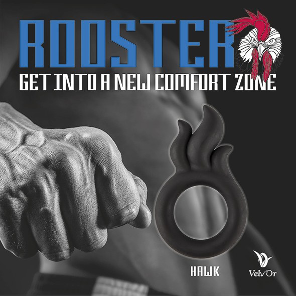 ROOSTER HAWK is a durable, hard silicone, cock ring with a f... Velv'Or - Rooster Hawk Ring - Black photo-3