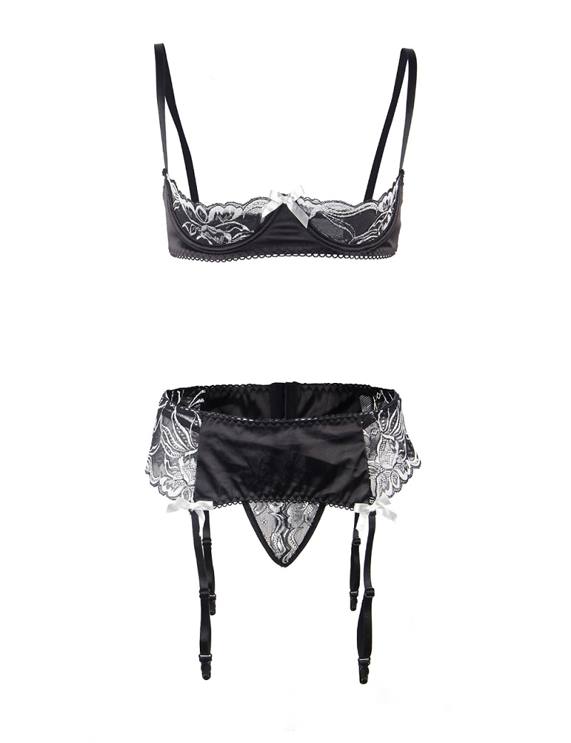 3 piece open bust bra and garter panty set
Material &n... Ohyeah - Open Bra Set w Garter Panty - Black - XL photo-10