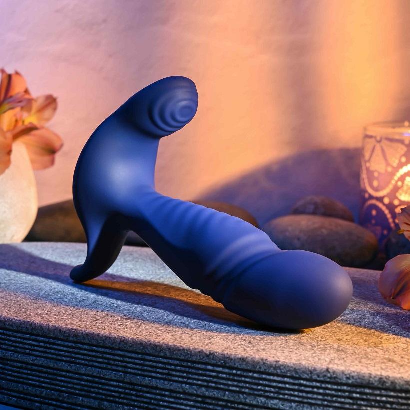 This ultra-smooth silicone toy thrusts and vibrates with two... Gender X - True Blue Prostate Vibrator photo-3