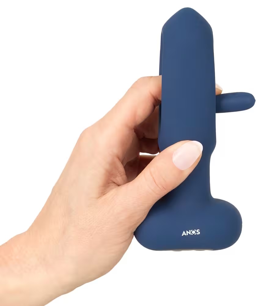 With an innovative flicking tongue function!
The cone-shaped... ANOS - Flicking Vibro Butt Plug - Blue photo-4