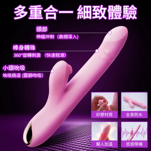 Erocome - 小獅座 伸縮轉珠吸吮震動器 - 粉紅色 照片