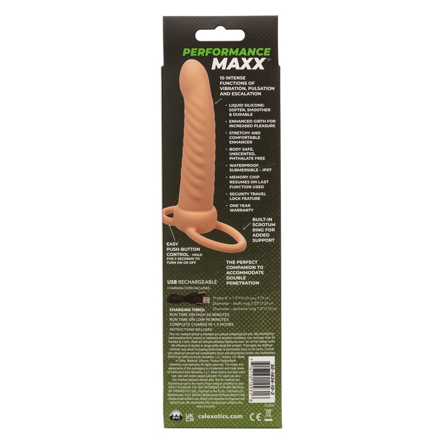 Introducing the Performance Maxx Rechargeable Ribbed Dual Pe... CEN - Maxx Ribbed Vibro Dual Penetrator - Flesh photo-11