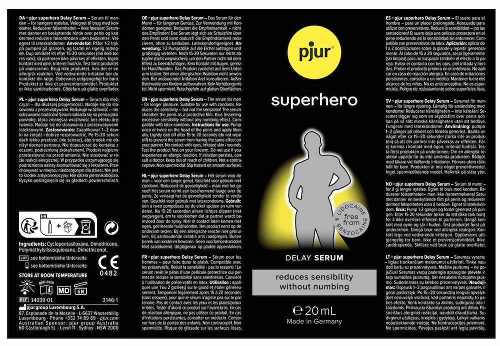 Reduces sensitivity - not the sensation! The innovative dela... Pjur - Superhero Concentrated Delay Serum - 20ml photo-3