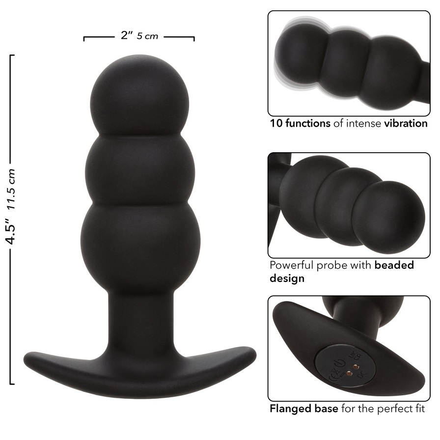 Immerse yourself in exhilarating pleasure with the Rock Bott... CEN - Rock Bottom Beaded Vibro Plug - Black photo-8
