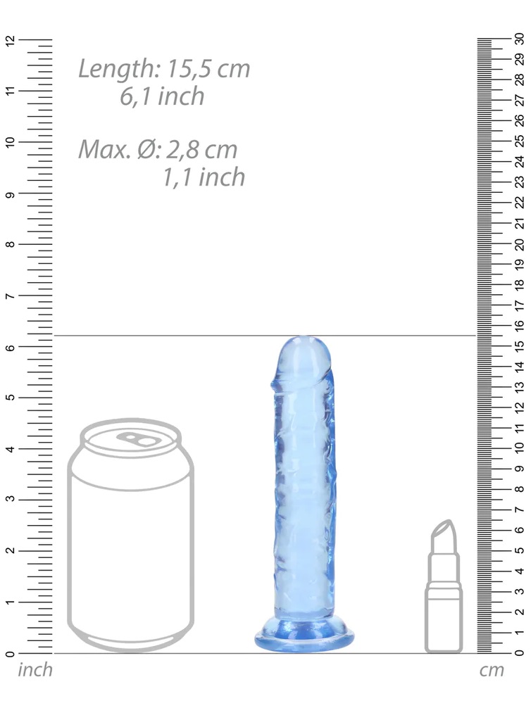 Ready for a CRYSTAL CLEAR orgasm? Reach your finest climax i... RealRock - 6" Straight Realistic Dildo - Blue photo-7