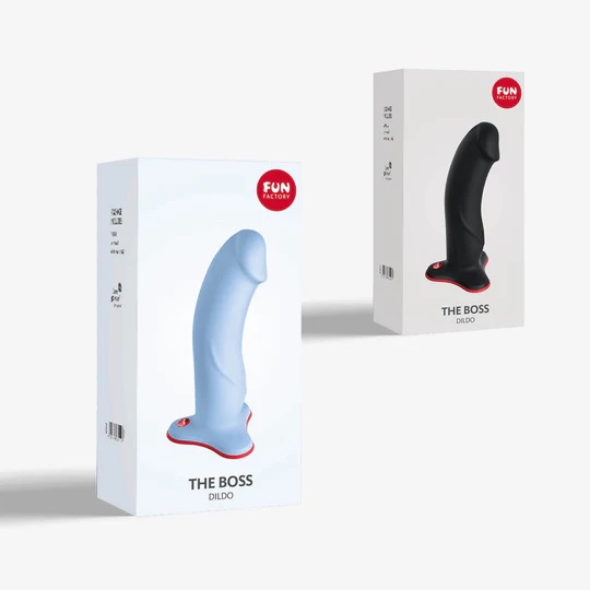 The organic, slightly curved shape of the strong sex toys pr... Fun Factory - The Boss Stub - Dove Blue photo-9