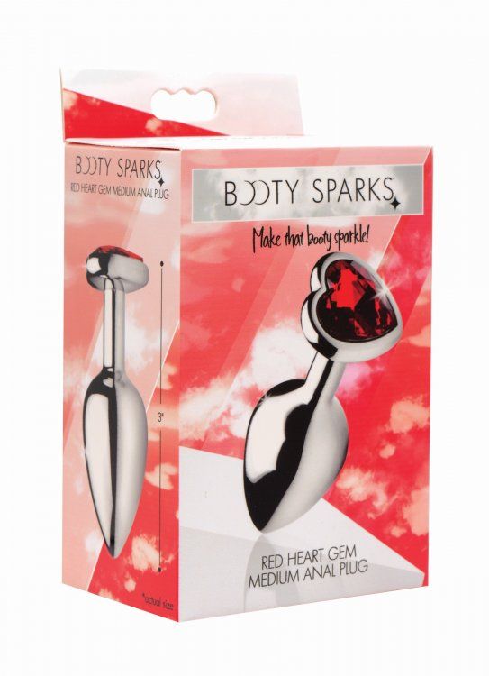 Spark your desire for decadent anal play with this beautiful... Booty Sparks - Heart Gem Anal Plug M-size - Red photo-4