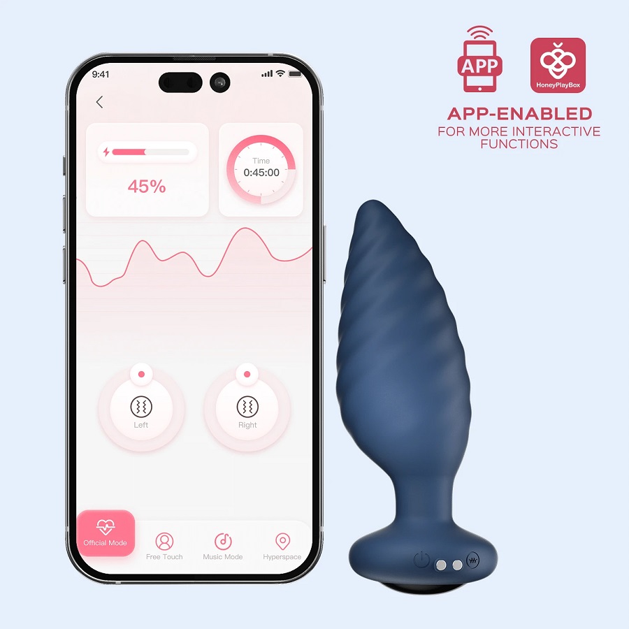 Meet NOAH - A stylish, beautiful, and powerful app-controlle... Honey Play Box - Noah Rotating App Butt Plug - Navy Blue photo-2
