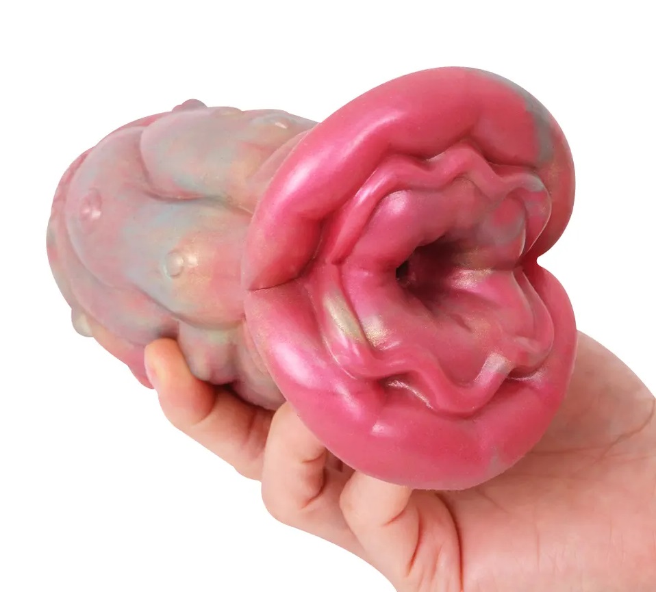 Material: Liquid silicone
Size: 9*15.5cm
Net weight: 606g FAAK - Giant Mouth Flower Masturbator - Pink photo-3