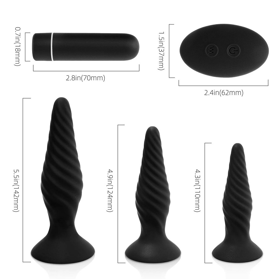 Suitable for partner play, or switching it up flexible with ... Honey Play Box - Idris Vibro Anal Plugs Set - Black photo-12