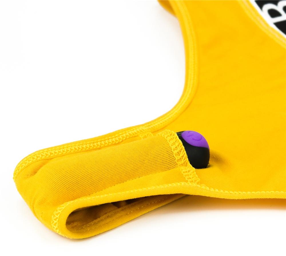 Sexy bitch thong with a remote controlled rechargeable bulle... Lovetoy - Bitch Vibrating Panties M - Yellow photo-8
