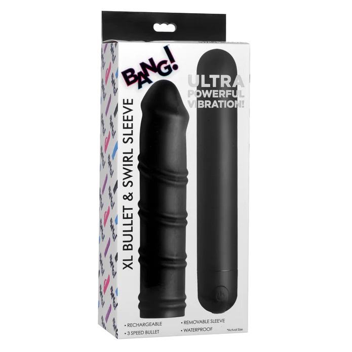 This extra large vibrating bullet features an extended body ... Bang! - XL Bullet w Swirl Sleeve - Black photo-9