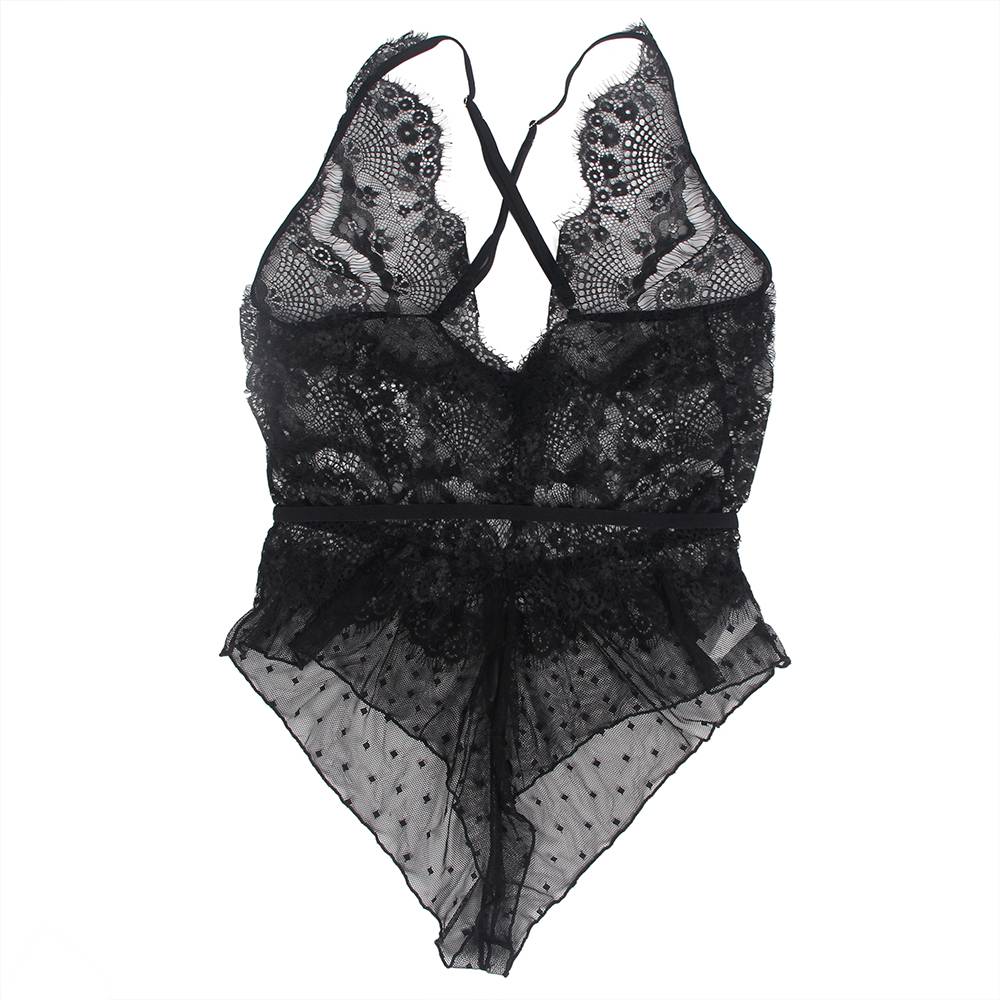 Introducing the new and exciting lingerie collection from oh... Ohyeah - Lace Floral Sheer Teddy - Black - 3XL photo-8