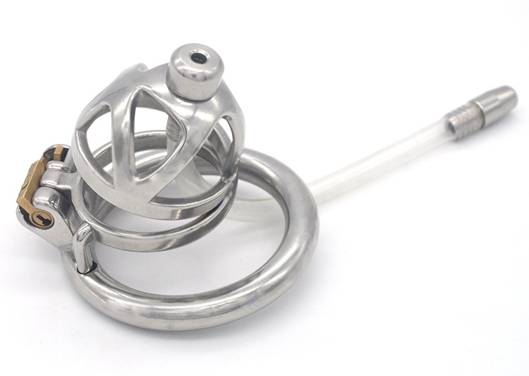 Total high: 49mm &n... FAAK - Chastity Cage 04 w Belt & Catheter 45mm - Silver photo-3
