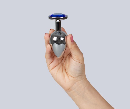 This Jewelled metal butt plug is perfect for arousing newcom... Secret Play - Metal Anal Plug L - Blue photo-2
