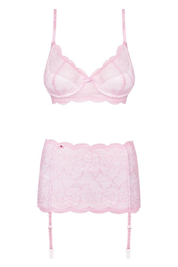 Are you a big fan of sexy lace and subtle colours? Do you fe... Obsessive - Girlly 3-pcs Set - Pink - XXL photo-8