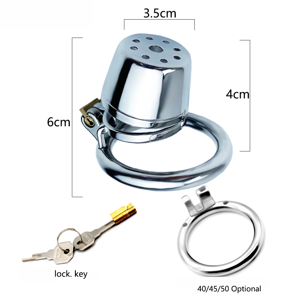 Total high: 57mm &n... FAAK - Plain Chastity Cage 45mm - Silver photo-6