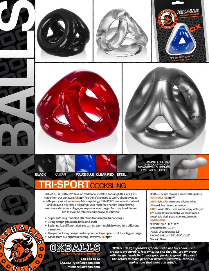 TRI-SPORT is modeled after traditional steel tri-cockrings b... Oxballs - Tri-Sport Cocksling - Eggplant photo-6