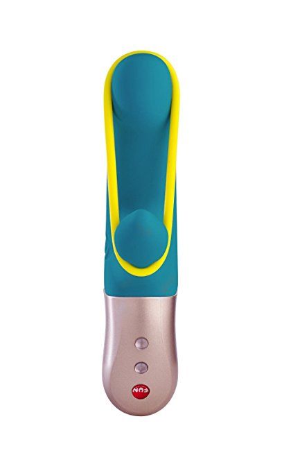 The neon yellow band on this rechargeable MiniVIBRATOR exude... Fun Factory - Vibe Amorino USB - Petrol photo-7