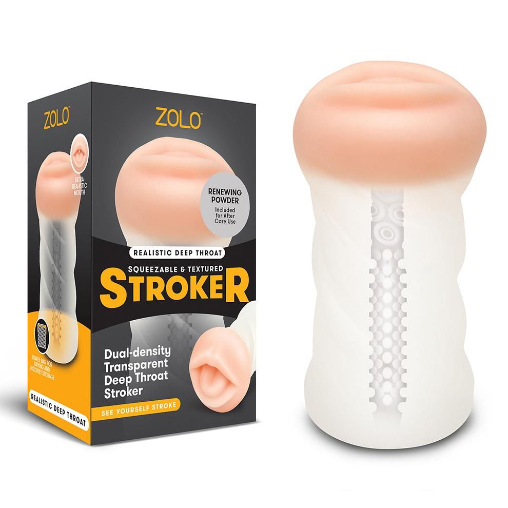 The ZOLO Realistic Deep Throat Squeezable & Textured Stroker... Zolo - Deep Throat Squeezable Transparent Stroker photo-3