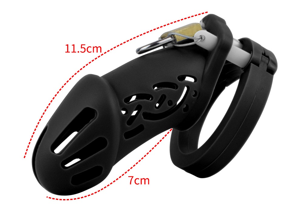 Cage high: 70mm &nb... FAAK - Silicone Chastity Cage 113 - Black photo-6