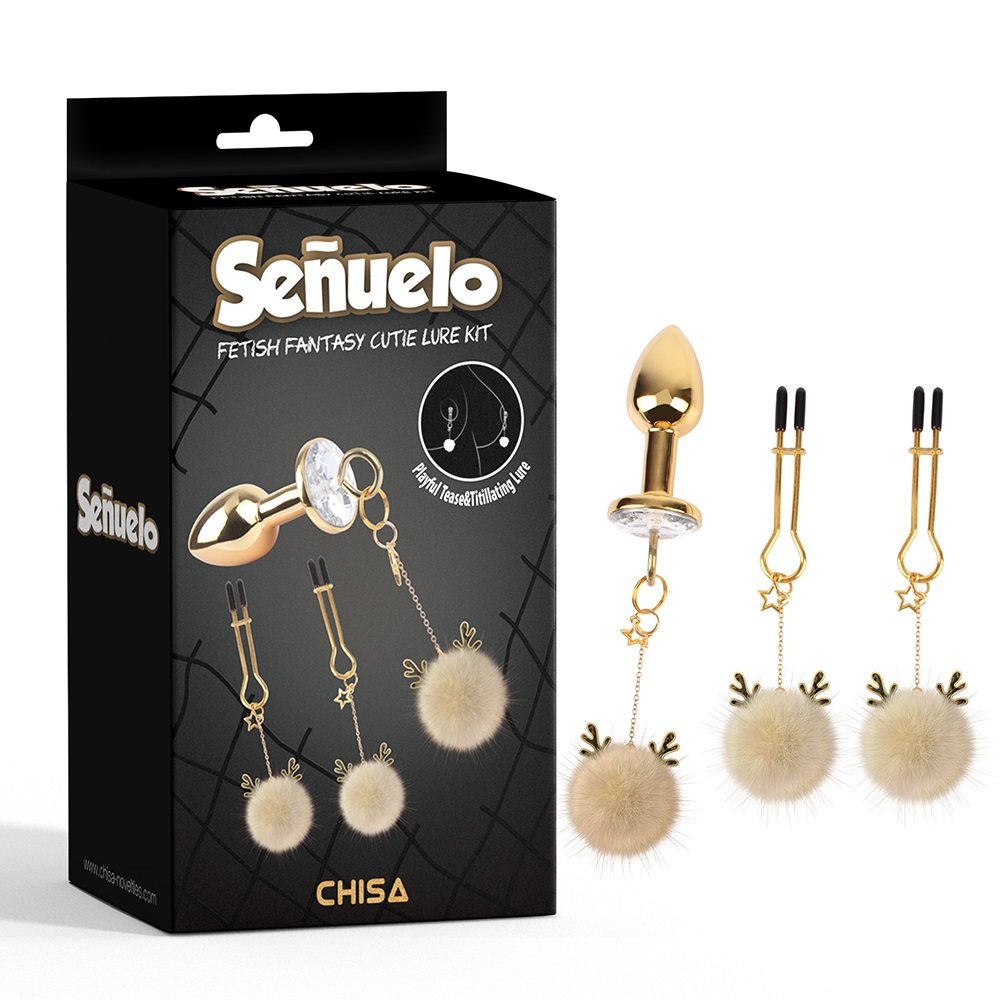 Sexual play set increase sensitivity and add pleasure to cou... Chisa - Cutie Lure Clamps Kit - Gold photo-5