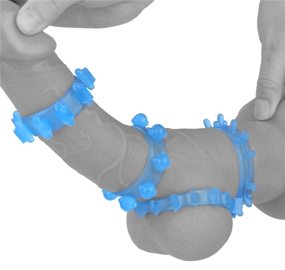 Illuminate your darkest pleasures with Lumino play penis rin... Lovetoy - Lumino Play Ring Set 4 pcs - Blue photo-16