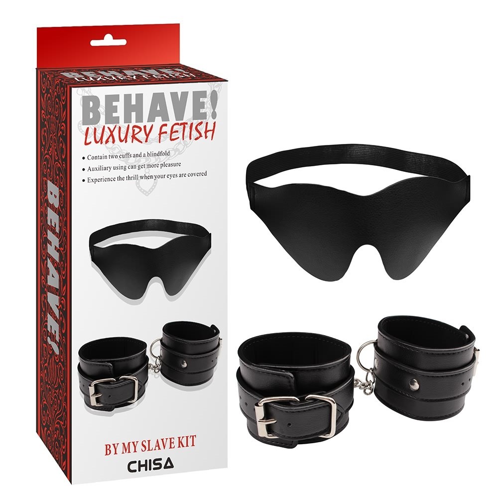 Fully Adjustable Eye Mask And Handcuffs, Countless Use Ways.... Chisa - By My Slave Kit - Black photo-2