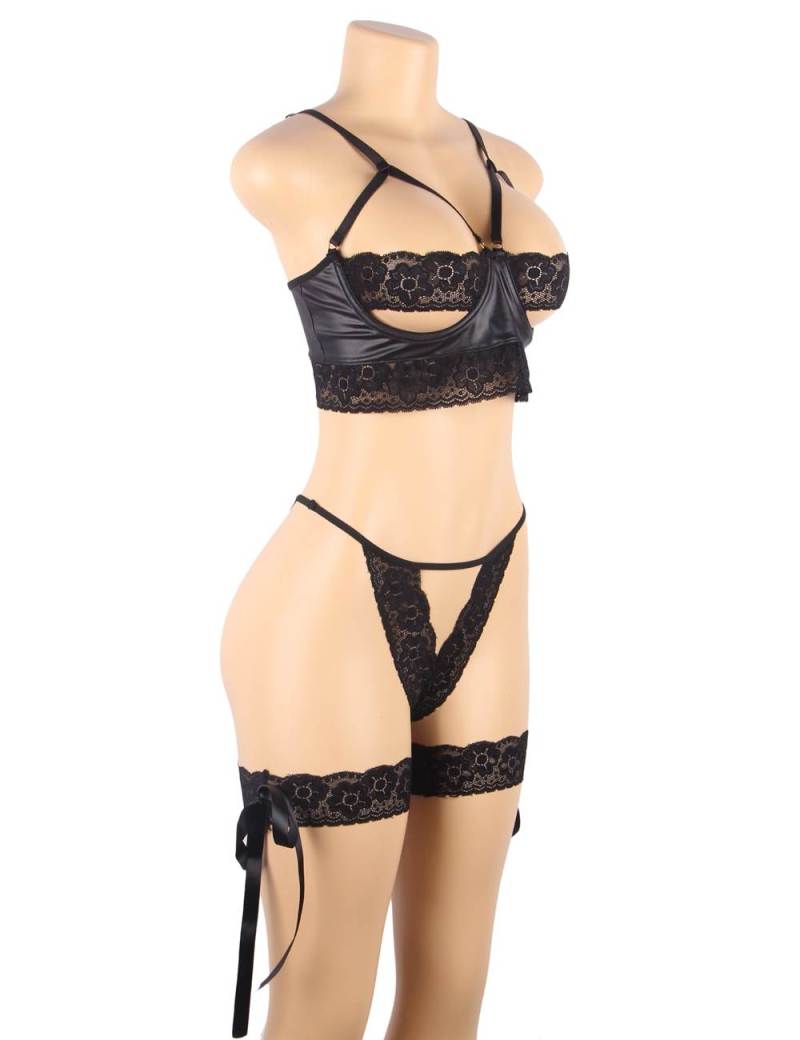 Lace Stitching Sexy Bra Set with Leg Loops
Material &n... Ohyeah - Lace Stitching Set - Black - XL photo-12
