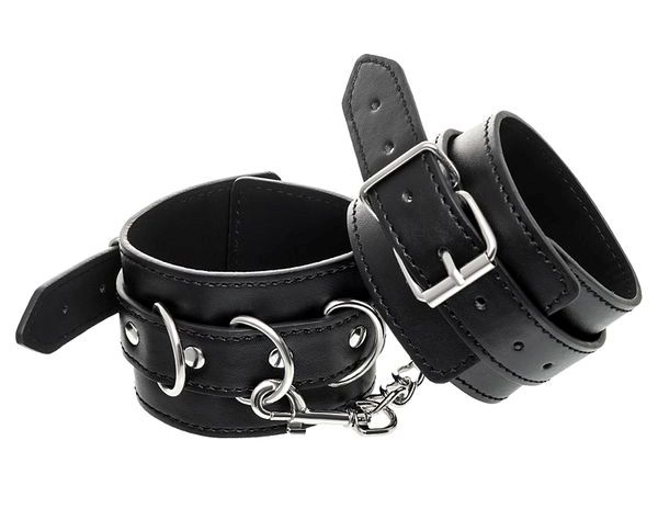 Cuffs are made of genuine leather with a velour lining. Nick... Anonymo - Ankle Cuffs - Black photo-6