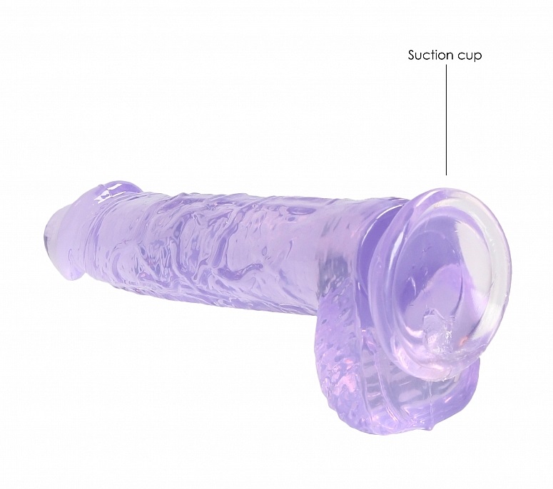 This REALROCK CRYSTAL CLEAR model has been designed with rea... RealRock - 6" Realistic Dildo w Balls - Purple photo-6