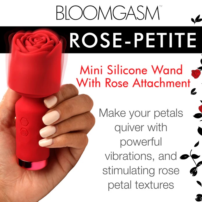 Buzz your way to bliss with this petit rose wand! So small i... Bloomgasm - Pleasure Rose Petite Wand - Red photo-3