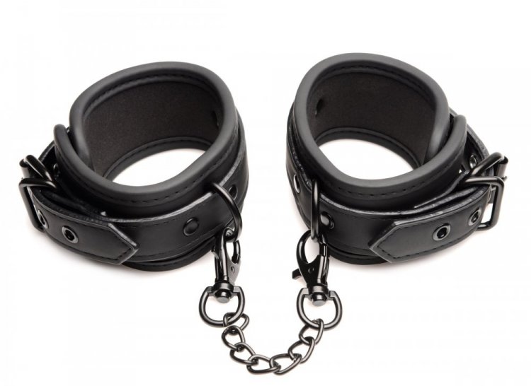 Get kinky with this Wrist and Ankle Cuff Set! The straps are... Master Series - Kinky Comfort Cuffs Set - Black photo-2