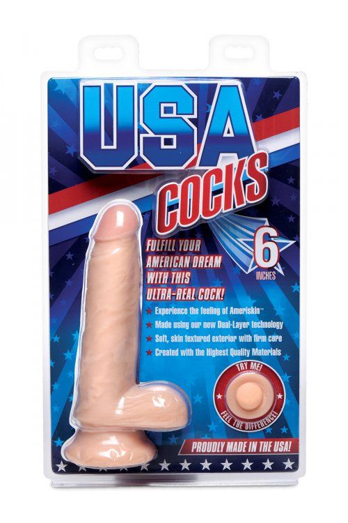 Treat your hole to a comfortable penetration! This beautiful... USA Cocks - 6" Ameriskin Dual Density Dildo - Flesh photo-8