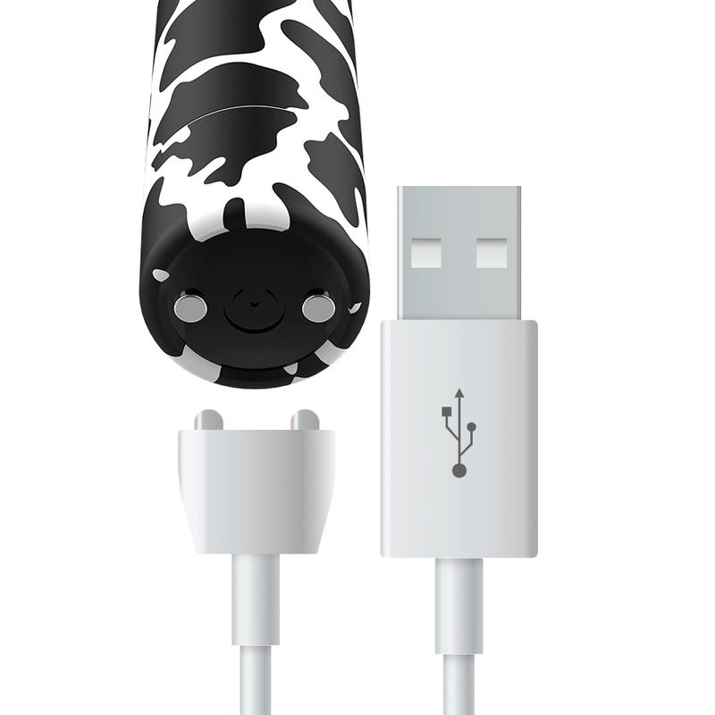 Discover the new collection of rechargeable vibrating bullet... Custom Bullets - Cow Magnetic Bullet - Black/White photo-2