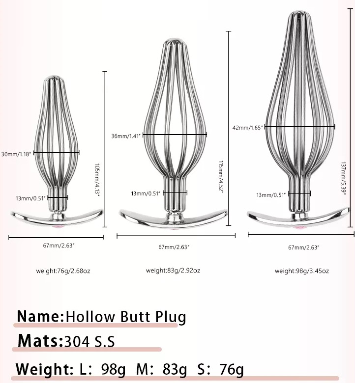 Teasing butt plug with smooth curve shape safe and comfortab... MT - Hollow Anal Plug M - Silver photo-5