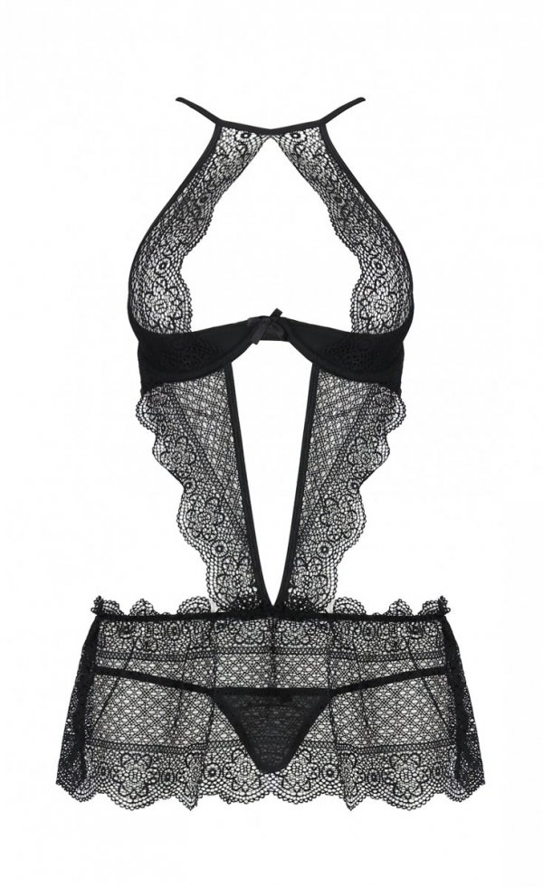 A fancy chemise with an unusual cut is a proposal created fo... Passion - Yona Chemise - Black - S/M photo-5