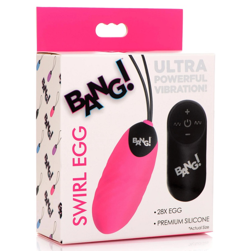Enjoy the swirling rows on this powerful silicone egg vibrat... Bang! - 28X Swirl Egg - Pink photo-5