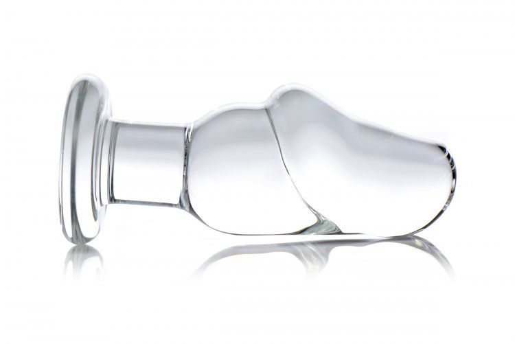 Asvini, a semi realistic anal plug, begins at a gently round... Prisms Erotic Glass - Asvini Penis Anal Plug - Clear photo-4