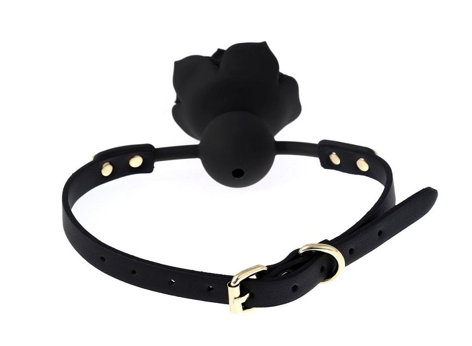 This flexible silicone Rose mouth gag made of high-quality s... Kiotos - Silicone Rose Gag - Black photo-5