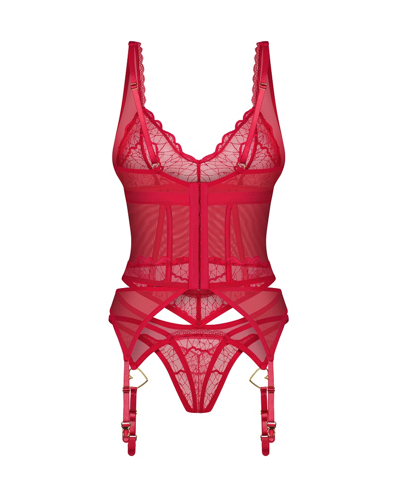 A seductive lingerie set to spice up any intimate moment. Th... Obsessive - Cupide Desir Corset - Red - L/XL photo-4